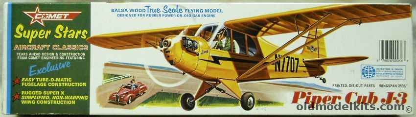 Comet Piper Cub J-3 - 25.5 inch Wingspan Gas or Rubber Powered Wooden Aircraft (J3), 1623 plastic model kit